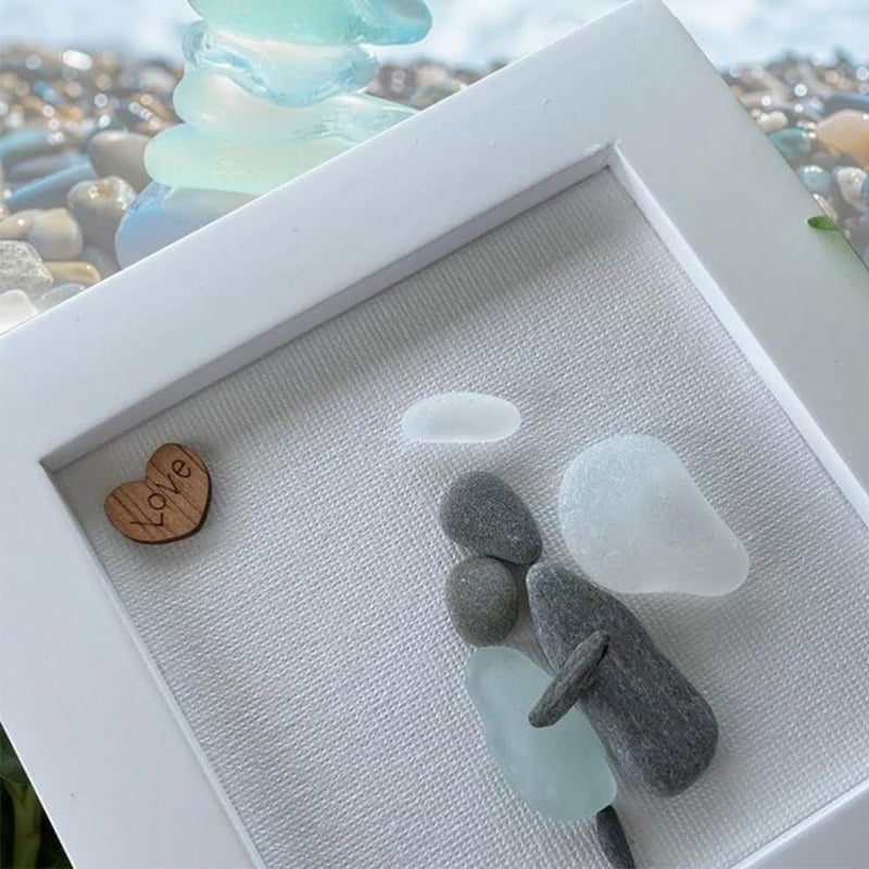 klarako Memorial Gift Sorry for your loss Gift Sea Glass Art Sympathy Gift, Table Decorations in Memory of Deceased Loved Ones, Angel Wing Feather Handmade Grief Gift, Framed Decor (#1) - Image 5