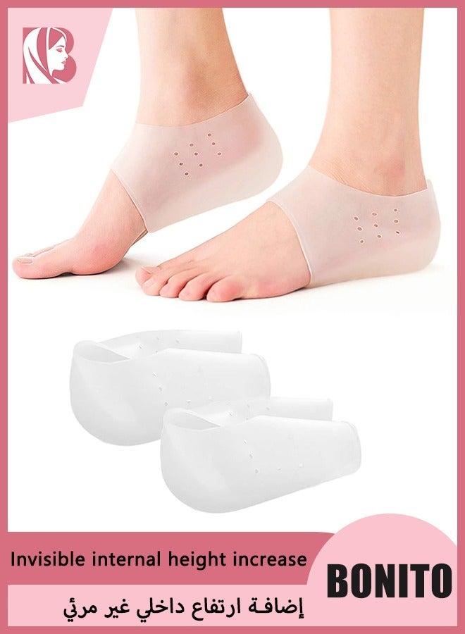 BONITO Invisible Height Increase Enhancers - Soft Silicone Concealed Footbed Heel Cushion Lift Inserts with Breathable Half Heel Socks Protector, Suitable for Men Women - 3.5cm - Image 1