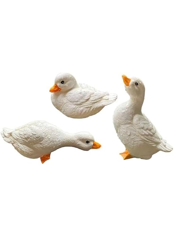Generic 3 Pieces Resin Animal Figurines Yard Decorations Garden Statues Duck Figurines Home Decor for Bedroom Fountain Fish Tank Lawn  - Image 1