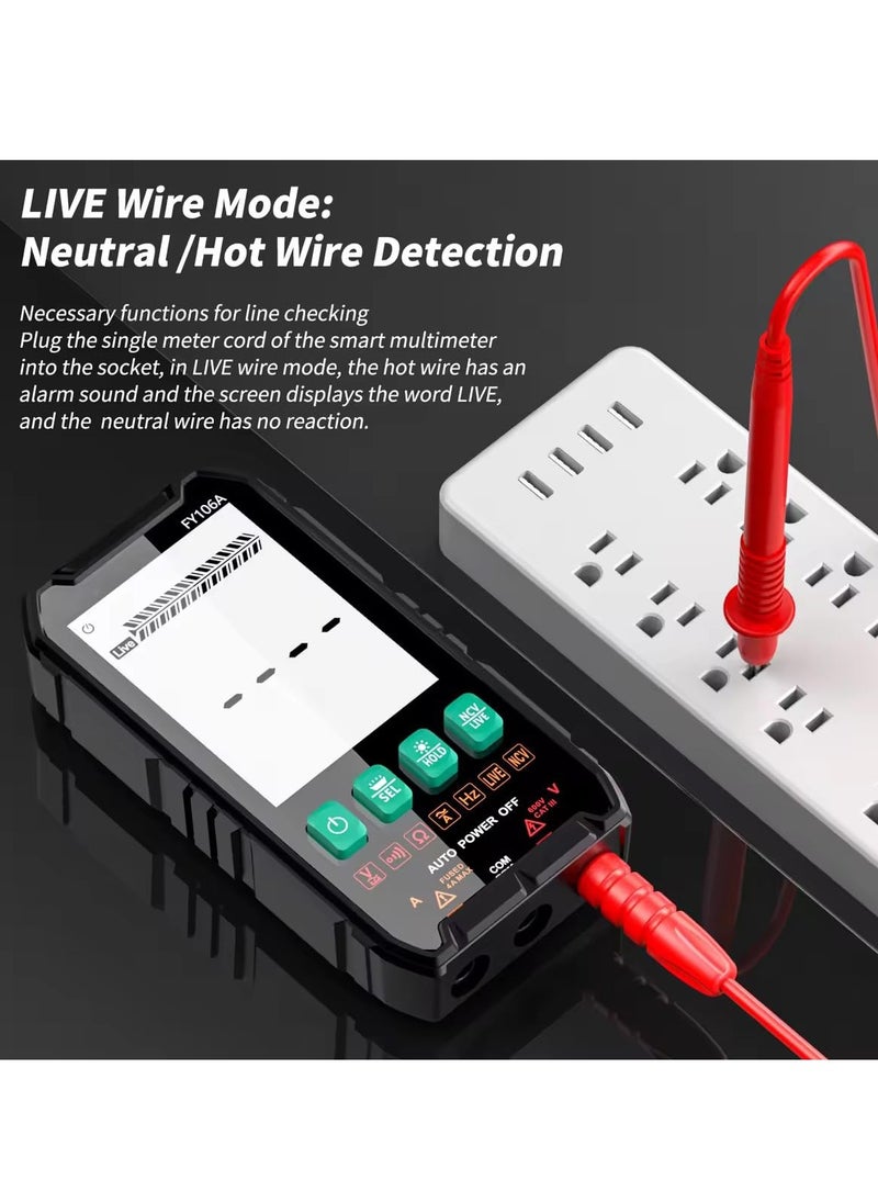 KASTWAVE - مقياس جهد رقمي، مختبر متعدد ذكي مدمج، مختبر كهربائي NCV، RMS حقيقي 4000 عد، شاشة LCD، حماية من التحميل الزائد، نطاق تلقائي، أدوات كهربائية لمنافذ المنزل، اختبار بطارية السيارات - Image 1