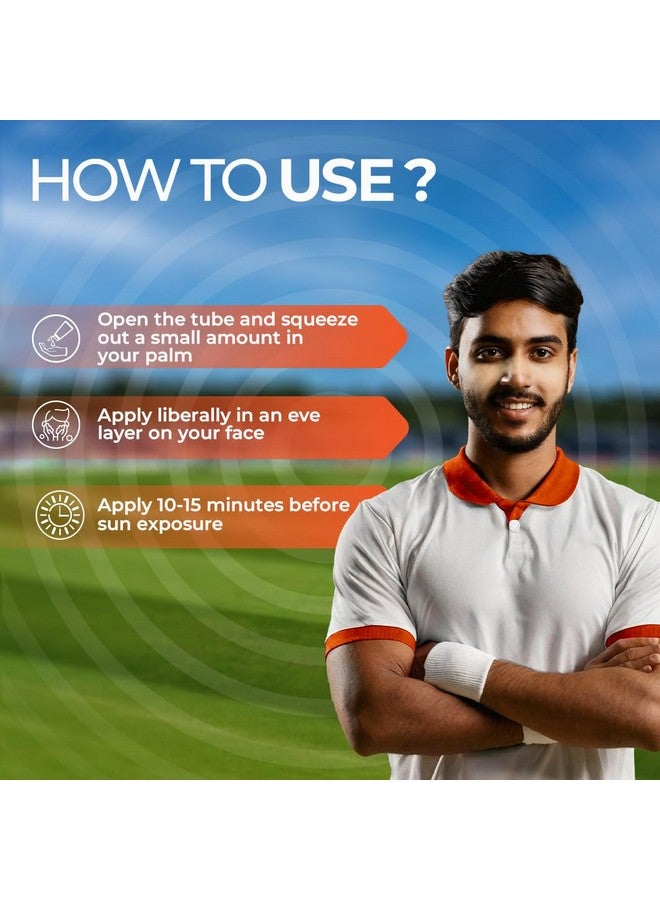 Elemnt Brown Zinc Sunscreen for Cricketers | SPF 50 Zinc Suncream, Broad Spectrum PA+++ with Aloe Vera | Formulated For Heavy Sun Exposure | Water Resistant Sunscreen for Cricketers & Sports| Men & Women | 50+50 GM - Image 5