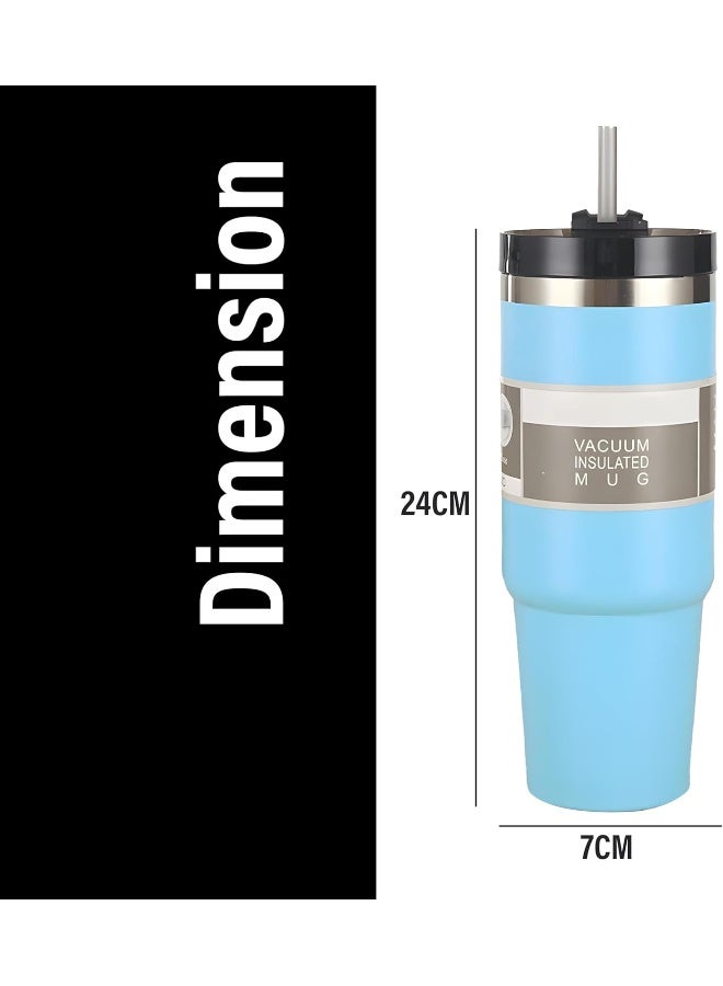 BS B&S Vacuum Insulated Bottle | Leak-Proof 3-Way Lid | BPA-Free Tumbler Flask Bottle | 304 Stainless Steel Insulated Double Wall | 12 Hours Hot and Cold Water Bottle | Vacuum Flask 900ML (Blue) - Image 4