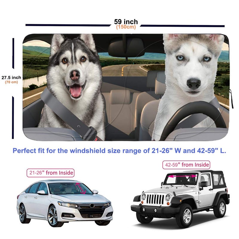 Güvenç Gven Windshield Shade, Car Sun Shade for Front Windshield Sun Visor Protector Blocks UV Rays Foldable 210T Keep Your Vehicle Cool - Image 3