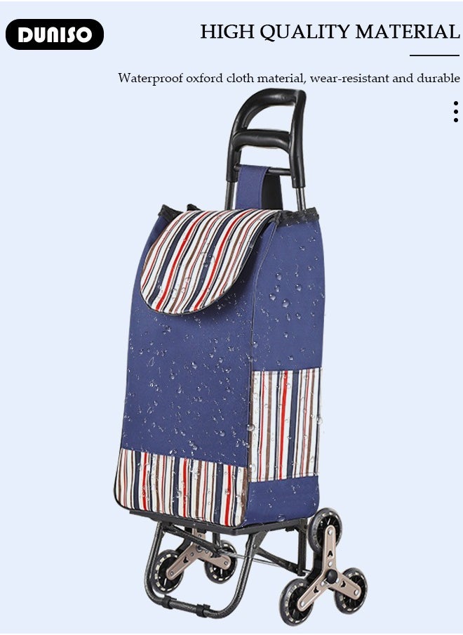 DUNISO Household Shopping Cart, Foldable Trolley Bag with Rolling Wheels, Elderly Shopping Bag Grocery Foldable Cart, Shopping Trolley Grocery Carts, Household Elderly Shopping Cart  - Image 2
