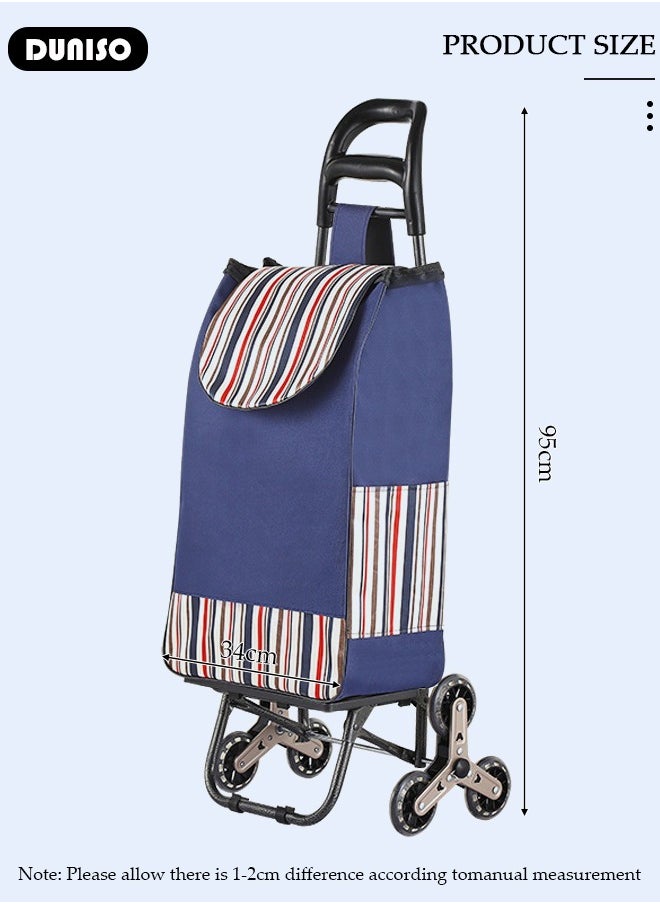 DUNISO Household Shopping Cart, Foldable Trolley Bag with Rolling Wheels, Elderly Shopping Bag Grocery Foldable Cart, Shopping Trolley Grocery Carts, Household Elderly Shopping Cart  - Image 4