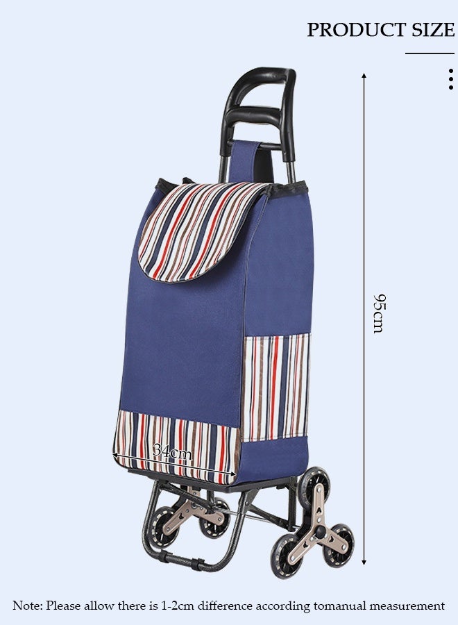 DUNISO Household Shopping Cart, Foldable Trolley Bag with Rolling Wheels, Elderly Shopping Bag Grocery Foldable Cart, Shopping Trolley Grocery Carts, Household Elderly Shopping Cart - Image 2