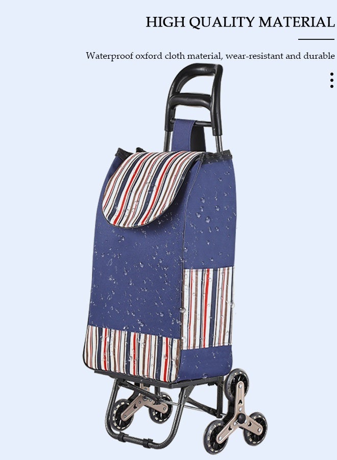 DUNISO Household Shopping Cart, Foldable Trolley Bag with Rolling Wheels, Elderly Shopping Bag Grocery Foldable Cart, Shopping Trolley Grocery Carts, Household Elderly Shopping Cart - Image 3