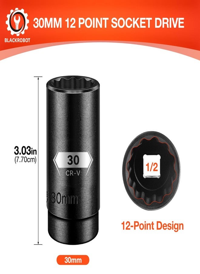 BLACKROBOT 30 mm 12-Point Deep Impact Socket, 1/2 Inch Drive, Metric, Cr-V Steel With Black Manganese Phosphate Coating - Image 2