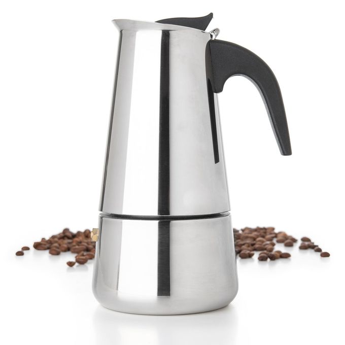 Mixpresso 9 Cup Greca Stovetop Espresso Maker 450ml/15oz, Moka Pot with Coffee Percolator Design, Stainless Steel Stove Top Coffee Maker for Camping or Home Use, Italian Coffee Maker Stovetop - Image 1