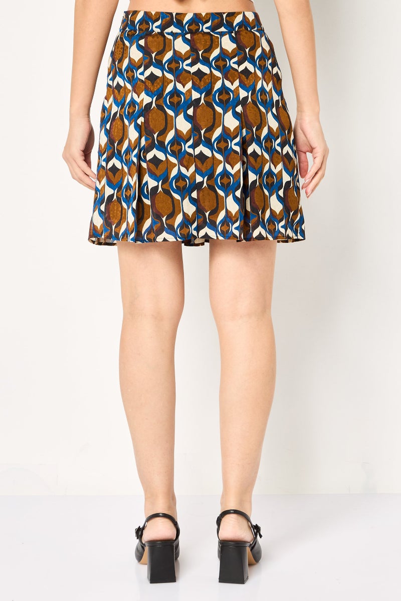 promod Women Allover Print Mini Skirt, Multicolor - Image 3