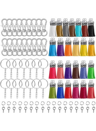 شرابات سلسلة المفاتيح، مجموعة حلقات سلاسل المفاتيح الكبيرة 300 قطعة تتضمن 50 قطعة شرابة للحرف اليدوية، 50 قطعة من مشابك سلسلة المفاتيح، 50 قطعة من حلقات سلسلة المفاتيح، 100 قطعة من حلقة القفز و50 قطعة من دبابيس العين اللولبية لسلسلة المفاتيح التي تصنعها بنفسك - pzsku/Z591747230AF964D574E1Z/45/1754679457/955c2e39-b9b9-46a5-9bbb-050cb89efc50