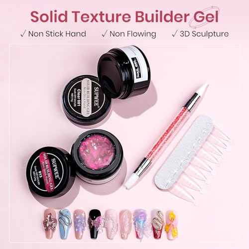 SUPWEE Pink Aurora and Clear Nail Extension Gel Solid Builder Gel for Nails 3D Sculpture Molding Carving Home DIY Gift for Women Girls - Image 3