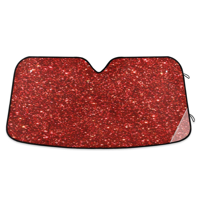 Dussdil Red Glitter Shiny Car Windshield Sunshade Sparkling Sun Shade Sunshades Reflective Block UV Rays Protector Keep Your Vehicle Cool Visor Cover Sunshade Foldable for Car Truck SUV M - Image 1