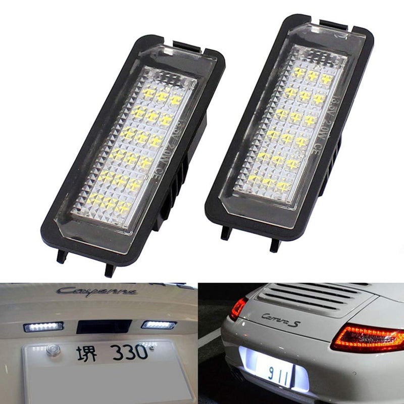 csslyzl 18SMD LED Number License Plate Light Kit CompatibleReplacement for Porsche Boxster Cayman Carrera Cayenne 987997958911 Pack of 2Pcs