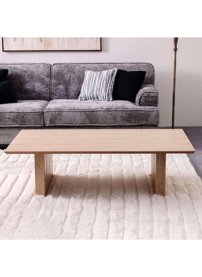 DANUBE HOME Calibra Coffee Table Modern Household Small Tea Table Space Saving Wood Tea And Coffee Desk For Living Room Home Office - Whitewash / Oak  - Image 1