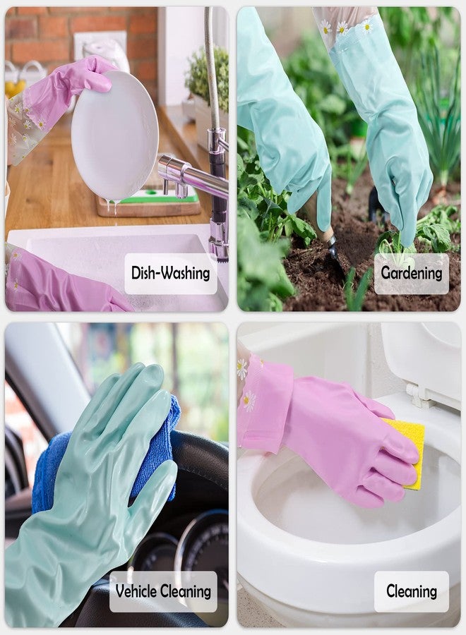 KAQ Reusable Rubber Cleaning Gloves for Dishwashing: 3 Pairs Latex Free Household Kitchen Gloves for Washing Dishes - Image 4