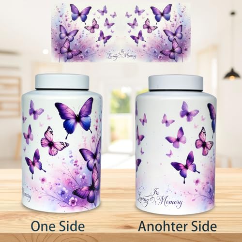 Mianachilu Large Stainless Steel Urns for Adult Human Male Female Ashes, Decorative Funeral Cremation Urn for Women Man Remains, Waterproof Keepsake Memorial Ash Box for Home Decor,Burial(Heavenly Butterfly) - Image 4