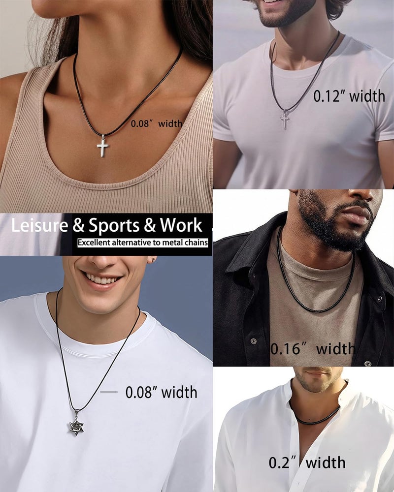 IOYYIO Waterproof Braided Leather Necklace 2MM/3MM/4MM/5MM, 14" to 42" Leather Chain Cord for Men/Women, Brown/Black Rope Chain for Pendant (Gift Box) - Image 3