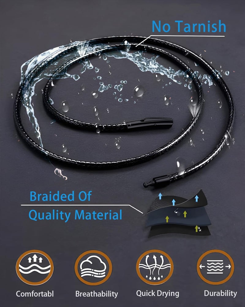 IOYYIO Waterproof Braided Leather Necklace 2MM/3MM/4MM/5MM, 14" to 42" Leather Chain Cord for Men/Women, Brown/Black Rope Chain for Pendant (Gift Box) - Image 4
