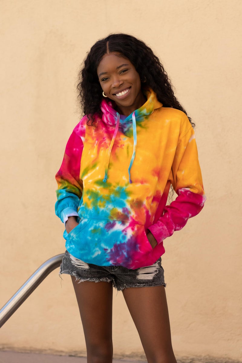 Colortone Tie Dye Pullover Hoodie for Women and Men, Multi Rainbow, 3X-Large - Image 3