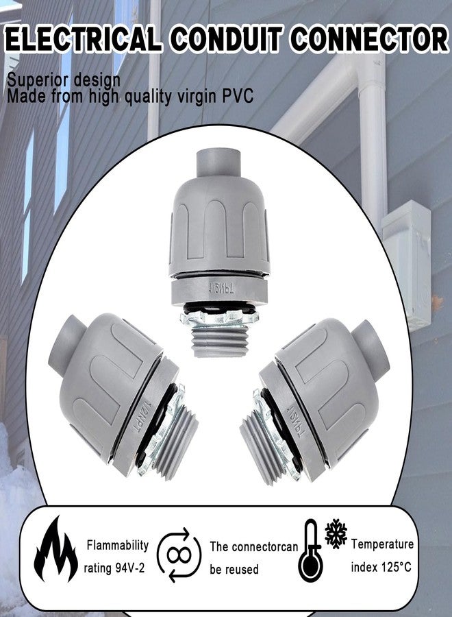 Wocloer 1/2 inch Liquid Tight Connector PVC Flexible Conduit Connector, Straight 180 Degree UL Listed, Non-Metallic Electrical Conduit Fittings (12 Pack) - Image 5