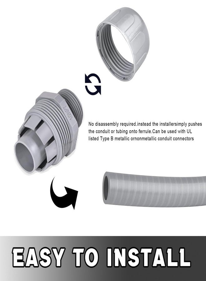 Wocloer 1/2 inch Liquid Tight Connector PVC Flexible Conduit Connector, Straight 180 Degree UL Listed, Non-Metallic Electrical Conduit Fittings (12 Pack) - Image 4
