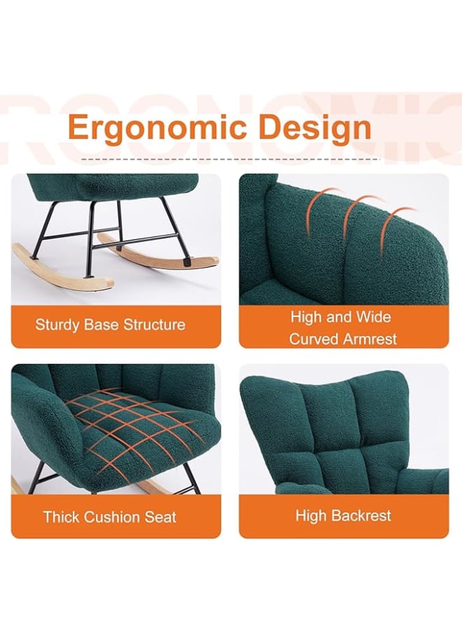 ماركيرو جروب كرسي هزاز عصري منجد بظهر مرتفع - كرسي هزاز مريح لغرفة الأطفال وغرفة النوم وغرفة المعيشة - Image 5