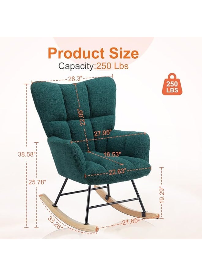 ماركيرو جروب كرسي هزاز عصري منجد بظهر مرتفع - كرسي هزاز مريح لغرفة الأطفال وغرفة النوم وغرفة المعيشة - Image 2