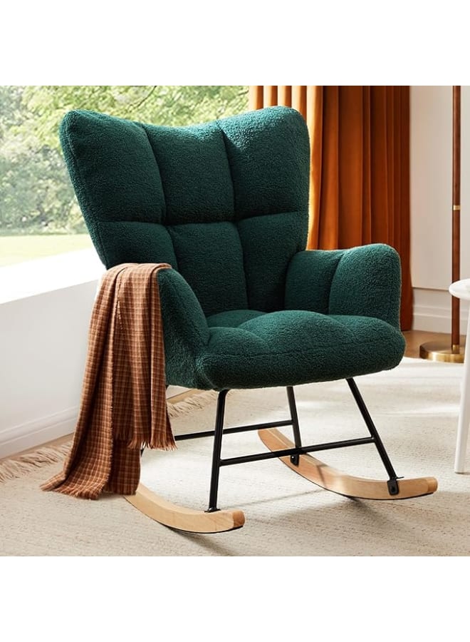 ماركيرو جروب كرسي هزاز عصري منجد بظهر مرتفع - كرسي هزاز مريح لغرفة الأطفال وغرفة النوم وغرفة المعيشة - Image 1