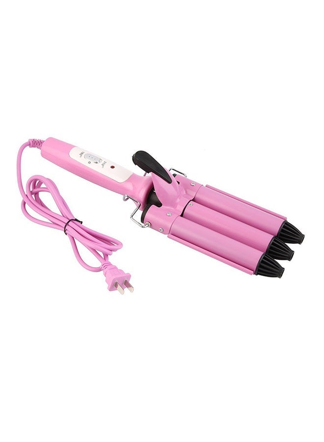 NIBEMINENT 3 Barrel Triple Ceramic Hair Curling Iron Pink 25mm - Image 1