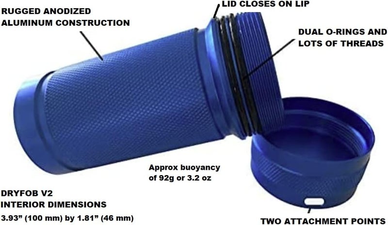 DRYFOB Waterproof Car Key FOB Container, Case, Holder - for Scuba Diving and Watersports. Rugged Aluminum. Rated to 330ft(100m) - Image 2