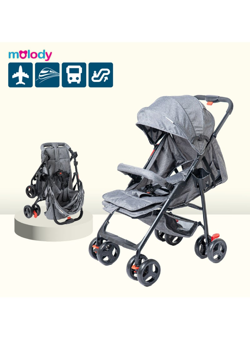 molody Lightweight Foldable Baby Stroller with Adjustable Reclining Seat and Canopy – 2-in-1 Compact Travel System for Newborns and Toddlers (0-3 Years), All-Terrain with Large Storage Basket and Safety Harness - Image 1