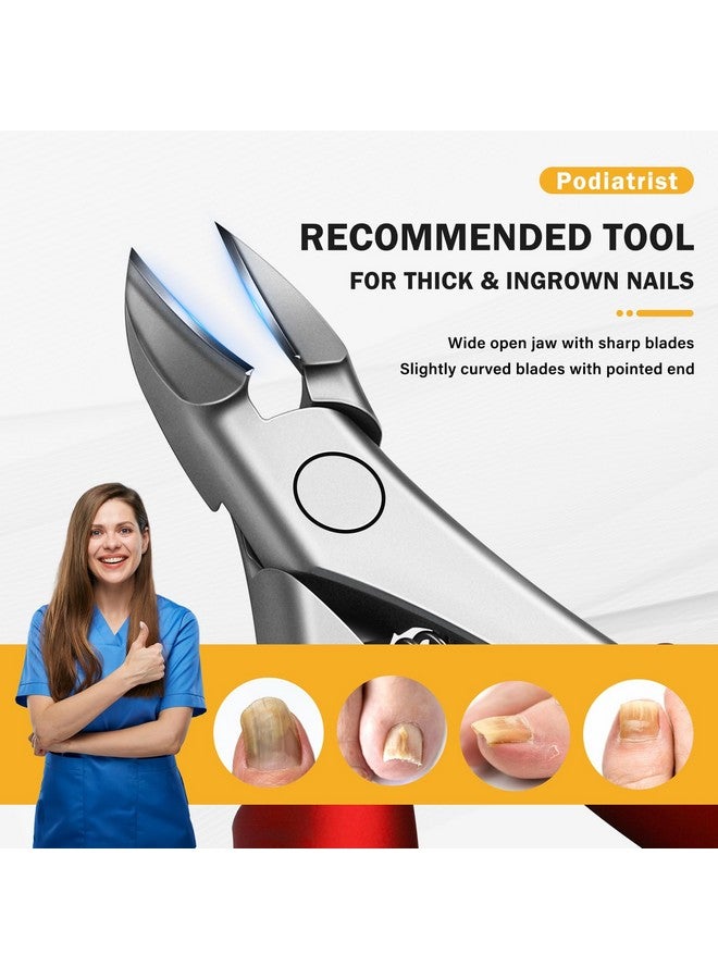 BEZOX Toe Nail Clippers For Thick Toenails For Seniors - Raised Cutting Edge Ingrown Toenail Clippers, Ergonomic Design Toenail Scissors For Thick Nails, Podiatrist Recommended - Red - Image 2