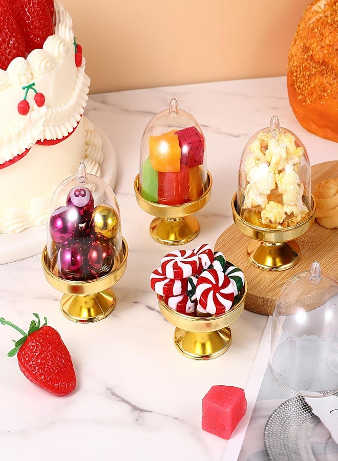 AojSup 48 Pack Mini Cake Stand with Dome, Gold Base Mini Donut Domes & Tiny Cake Stand for Cupcakes, Desserts, Candy Display - Perfect for Weddings, Birthdays, Parties - Image 5