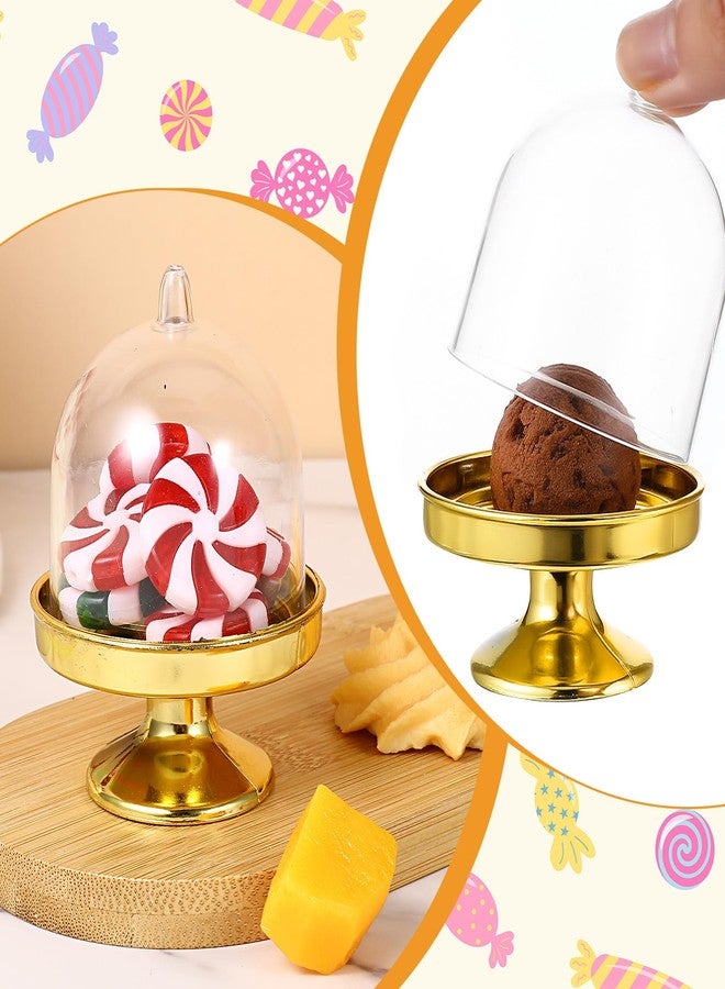 AojSup 48 Pack Mini Cake Stand with Dome, Gold Base Mini Donut Domes & Tiny Cake Stand for Cupcakes, Desserts, Candy Display - Perfect for Weddings, Birthdays, Parties - Image 4