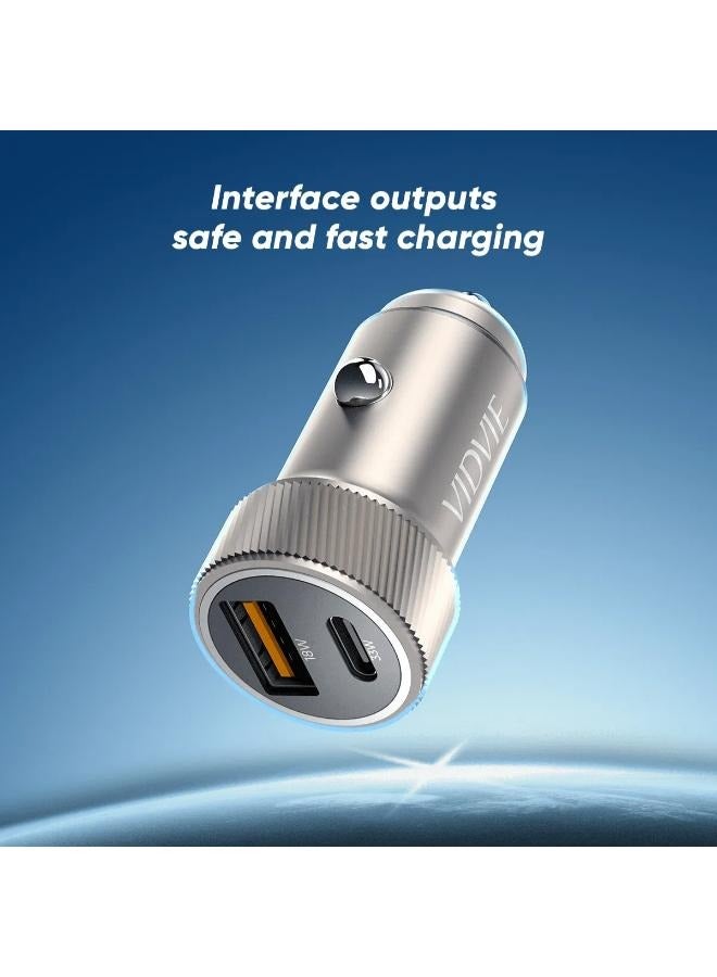 Vidvie 33W Mini Fast Charger Car Charger with Type C to Lightning Cable
