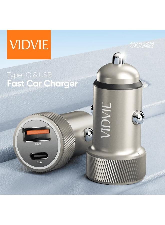 Vidvie 33W Mini Fast Charger Car Charger with Type C to Lightning Cable