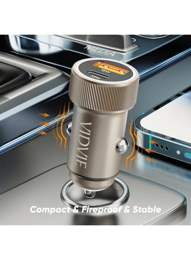 Vidvie 33W Mini Fast Charger Car Charger with Type C to Lightning Cable