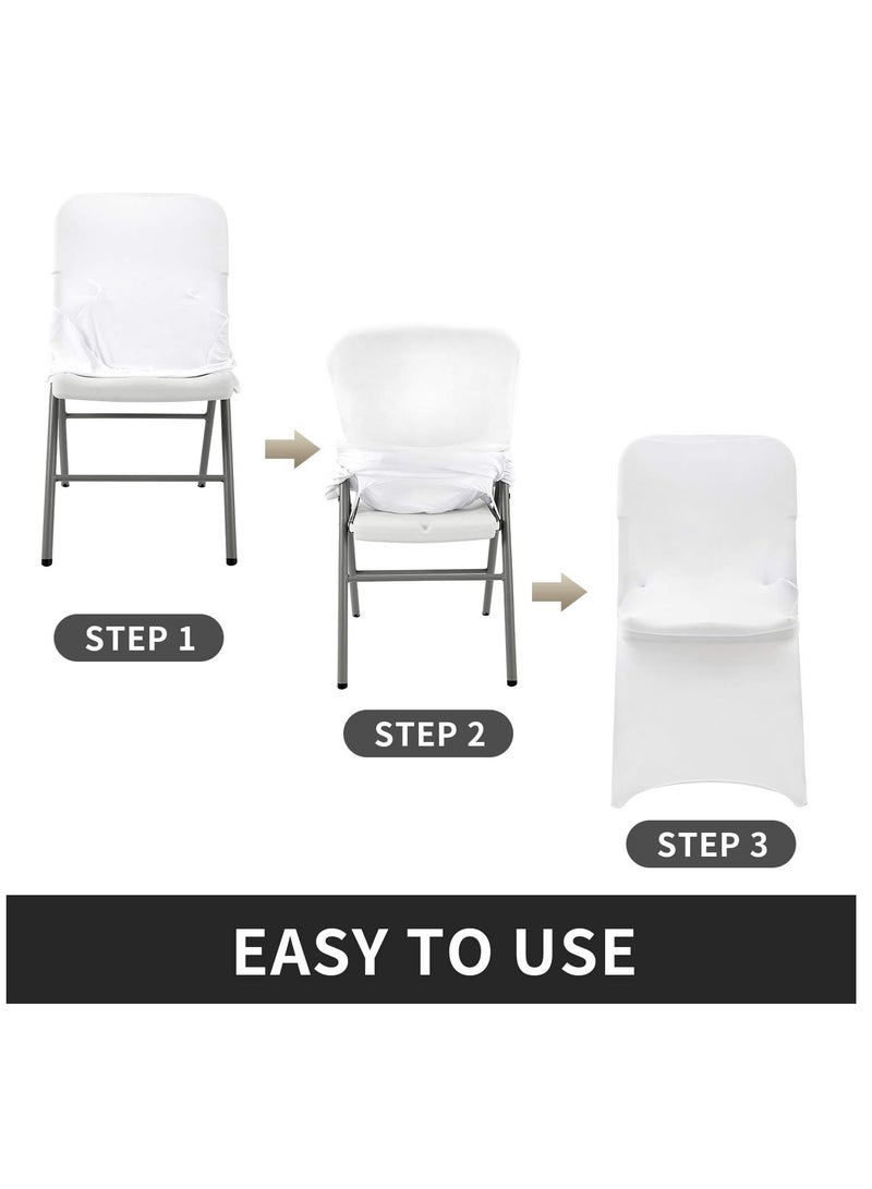 Meetion Stretch Spandex Folding Chair Cover for Wedding Party Dining Banquet Event (White,12pcs)  - Image 3