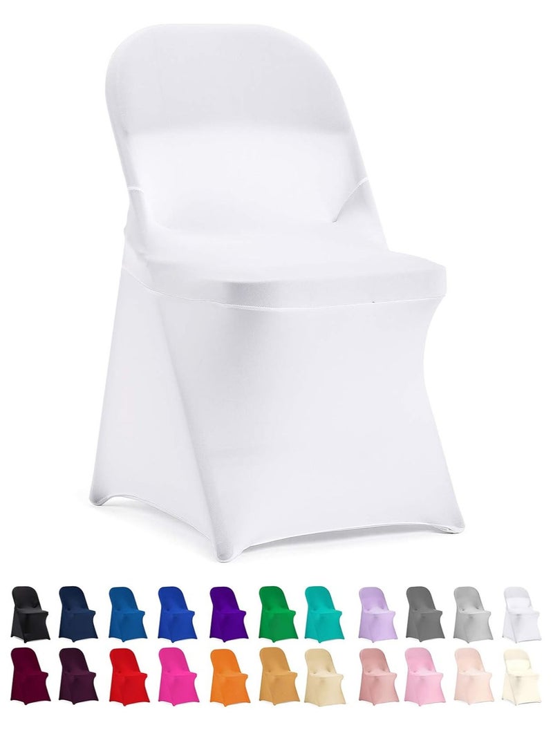 Meetion Stretch Spandex Folding Chair Cover for Wedding Party Dining Banquet Event (White,12pcs)  - Image 1