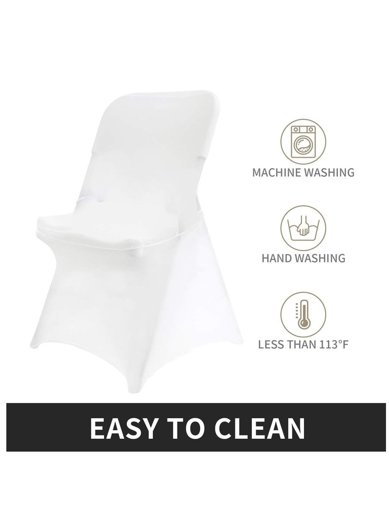 Meetion Stretch Spandex Folding Chair Cover for Wedding Party Dining Banquet Event (White,12pcs)  - Image 2