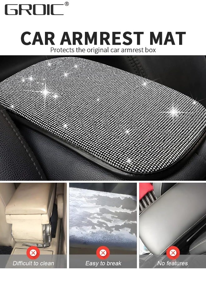 GROIC Universal Bling Car Armrest Cover Diamond Auto Center Console Cover Protector Arm Rest Cushion Pads Car Interior Decor Accessories - Image 3
