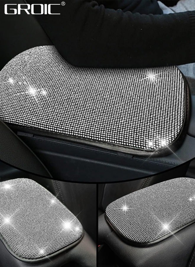 GROIC Universal Bling Car Armrest Cover Diamond Auto Center Console Cover Protector Arm Rest Cushion Pads Car Interior Decor Accessories - Image 1