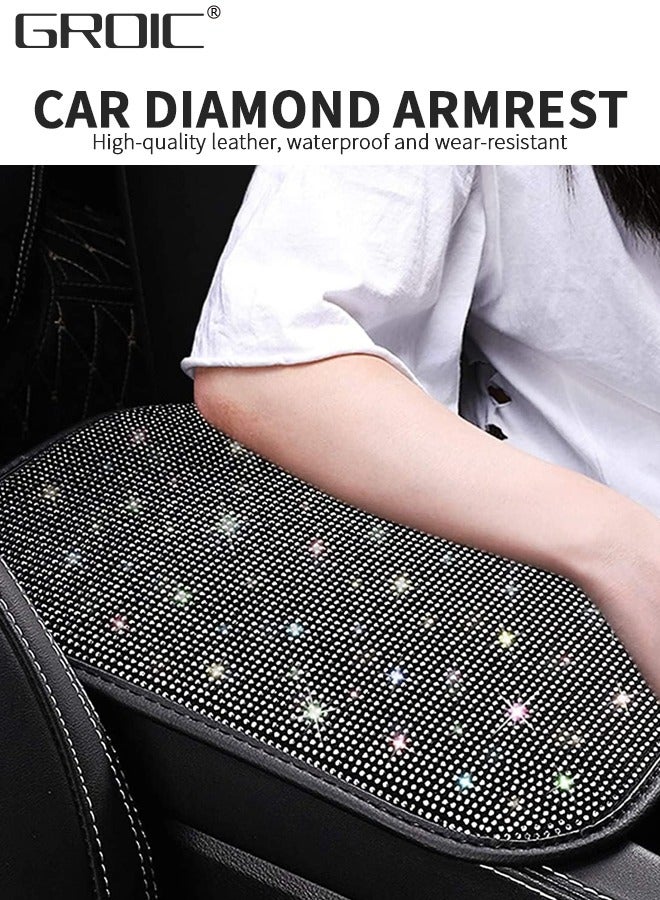 GROIC Universal Bling Car Armrest Cover Diamond Auto Center Console Cover Protector Arm Rest Cushion Pads Car Interior Decor Accessories - Image 2