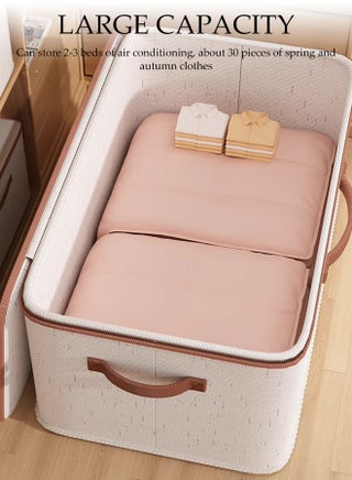 2 Pcs Storage Box with Lock，Foldable Clothing Storage Boxes with Zippers＆Handles，Washable Thickened and Wear-resistant Clothes Storage Bins,Sturdy and Durable，for Organizing Clothes, Quilts,Sheets, Toys, Books,38*26*16cm - view 3