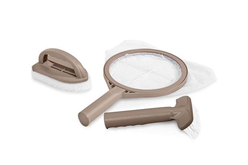 Intex PureSpa Hot Tub and Spa Maintenance Accessory Kit with Curved Brush, Mesh Net Skimmer, and Scrubber for Inflatable PureSpa Home Hot Tubs - Image 1