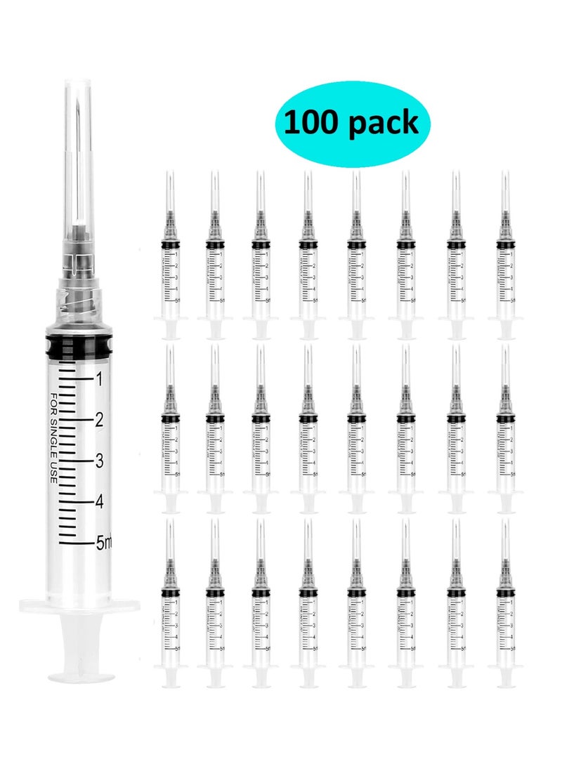 Medical Disposable Syringe 5 ml With Needle, Individually Sealed, 100 Pack