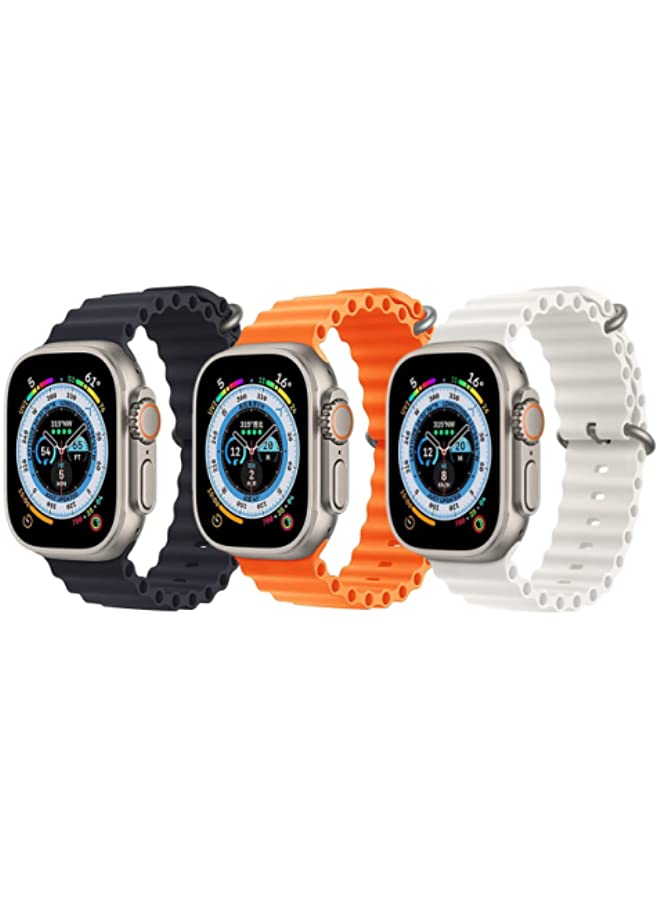 IAF Silicone Ocean Band Strap for Apple Watch 38/40/41mm Black/Orange/Snow White Set of 3