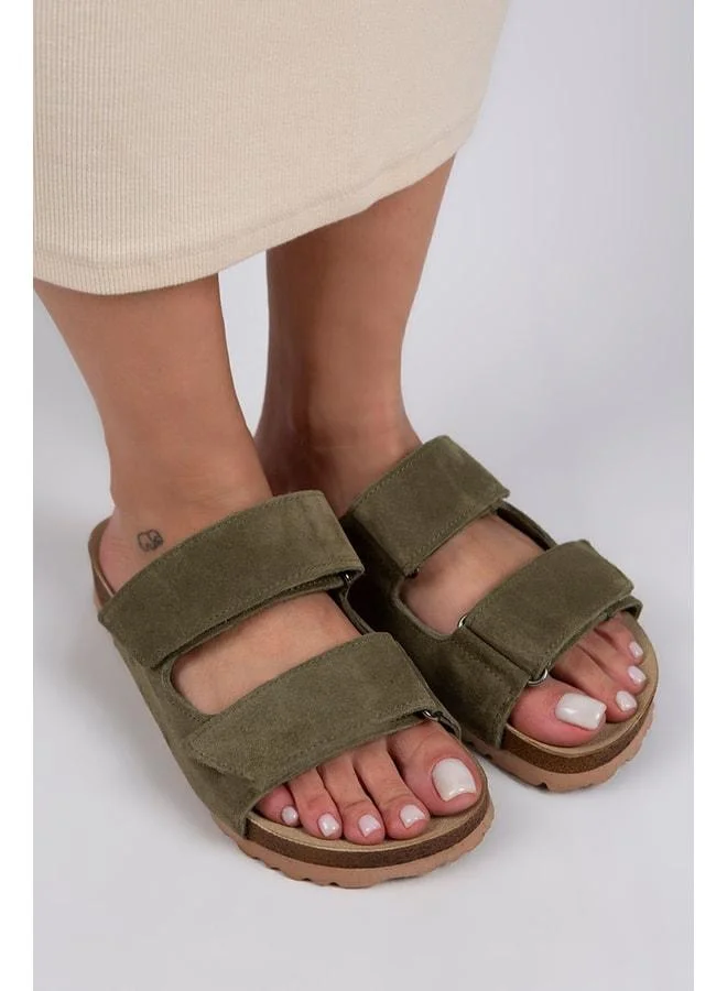 Manijero  Vina Women's Genuine Leather strap Çagla Green Slipper for Women | Best Price UAE