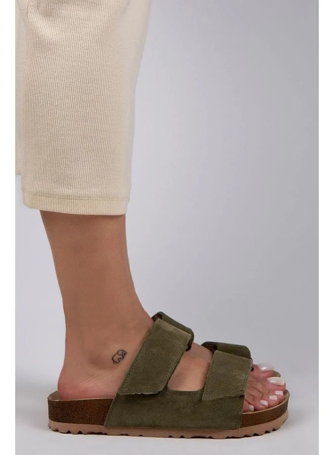 Manijero  Vina Women's Genuine Leather strap Çagla Green Slipper for Women | Best Price UAE